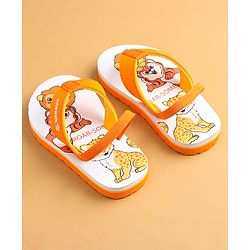 Cute Walk by Babyhug Flip Flops with Animal Print & Back Strap Closure - White