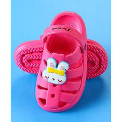 Cute Walk by Babyhug Clogs with Backstrap Closure & Kitty Applique -  Pink