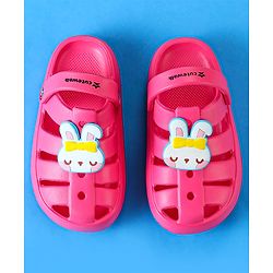 Cute Walk by Babyhug Clogs with Backstrap Closure & Kitty Applique -  Pink