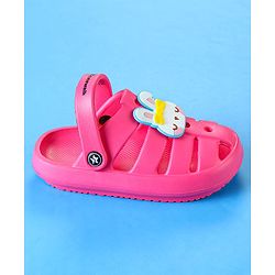 Cute Walk by Babyhug Clogs with Backstrap Closure & Kitty Applique -  Pink