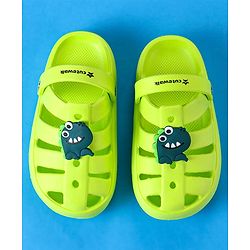 Cute Walk by Babyhug Clogs with Backstrap Closure & Dino Applique -  Limegreen