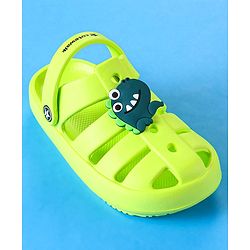 Cute Walk by Babyhug Clogs with Backstrap Closure & Dino Applique -  Limegreen