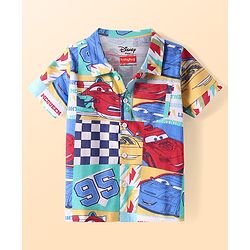 Babyhug Disney Single Jersey Knit Twofer Shirt With T-Shirt Car Print - Red & Blue