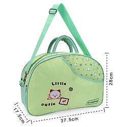 Babyhug Diaper Bag With Changing Mat Kitty Print - Green