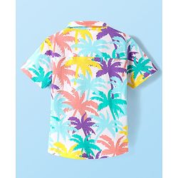 Babyhug Cotton Knit Half Sleeves Shirt With Tree Print - White