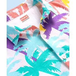 Babyhug Cotton Knit Half Sleeves Shirt With Tree Print - White