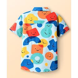 Babyhug Cotton Knit Half Sleeves Shirt With Shapes Print - White