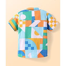 Babyhug Cotton Knit Half Sleeves Shirt With Abstract Print - White