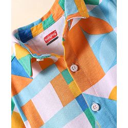 Babyhug Cotton Knit Half Sleeves Shirt With Abstract Print - White