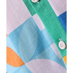 Babyhug Cotton Knit Half Sleeves Shirt With Abstract Print - White