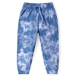 Babyhug Terry Knit Full Length Lounge Pant With Tie & Dye Print - Royal Blue