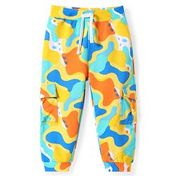 Babyhug 100% Cotton Terry Knit Full Length Printed Lounge Pant With Cargo Pockets - Multicolor