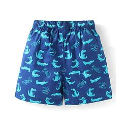 Babyhug Poplin Woven Boxers with Animal Print Pack of 3 - Blue