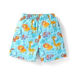 Babyhug Poplin Woven Boxers with Animal Print Pack of 3 - Blue