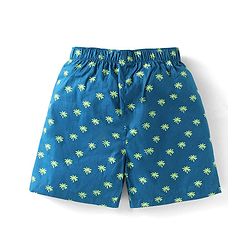 Babyhug Poplin Woven Boxers with Animal Print Pack of 3 - Blue
