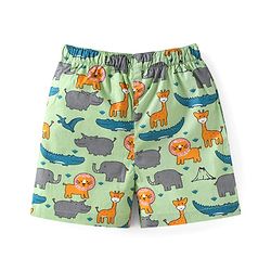 Babyhug Poplin Woven Boxers with Animal & Leaves Print Pack of 3 - Blue & Green