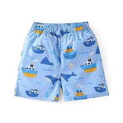 Babyhug Poplin Woven Boxers with Animal & Leaves Print Pack of 3 - Blue & Green
