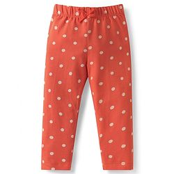 Babyhug Single Jersey Knit Full Length Leggings With Floral & Polka Dot Print Pack of 3 - Olive Green Red & White