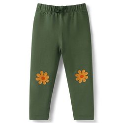 Babyhug Single Jersey Knit Full Length Leggings With Floral & Polka Dot Print Pack of 3 - Olive Green Red & White
