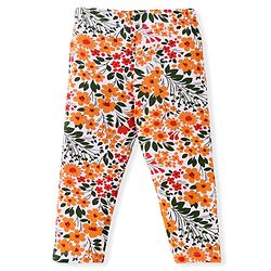 Babyhug Single Jersey Knit Full Length Leggings With Floral & Polka Dot Print Pack of 3 - Olive Green Red & White