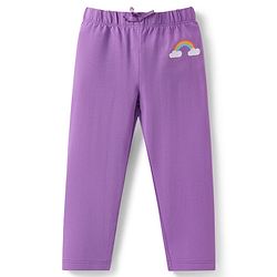 Babyhug Single Jersey Knit Full Length Leggings with Stretch Polka Dots & Rainbow Print Pack Of 3 - Orange & Purple