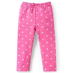 Babyhug Single Jersey Knit Full Length Leggings With Polka Dot Print Pack of 3 - Purple Pink & White