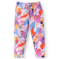 Babyhug Single Jersey Knit Full Length Leggings With Polka Dot Print Pack of 3 - Purple Pink & White