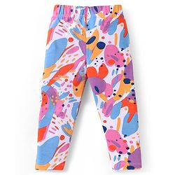 Babyhug Single Jersey Knit Full Length Leggings With Polka Dot Print Pack of 3 - Purple Pink & White