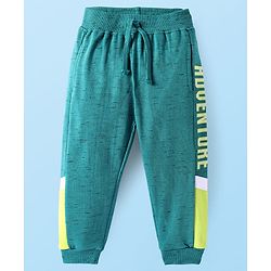 Babyhug Cotton Terry Knit Full Length Cut & Sew Lounge Pant with Adventure Print - Teal Blue