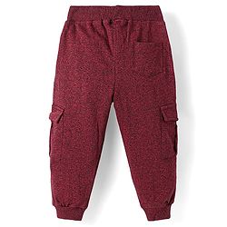 Babyhug Cotton Knit Full Length Lounge Pants with Mountain Explorer Print - Maroon