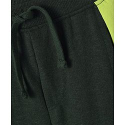 Babyhug Cotton Terry Knit Full Length Cut & Sew Lounge Pant with Let's Paly Print - Dark Green