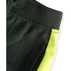 Babyhug Cotton Terry Knit Full Length Cut & Sew Lounge Pant with Let's Paly Print - Dark Green