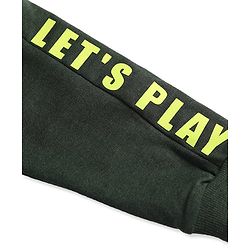 Babyhug Cotton Terry Knit Full Length Cut & Sew Lounge Pant with Let's Paly Print - Dark Green