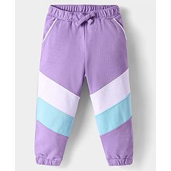 Babyhug Cotton Knit Full Length Cut & Sew Lounge Pant - Lilac