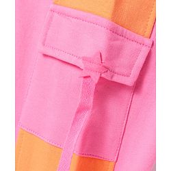 Babyhug Terry Knit Full Length Cut & Sew Lounge Pants with Pockets - Pink & Orange
