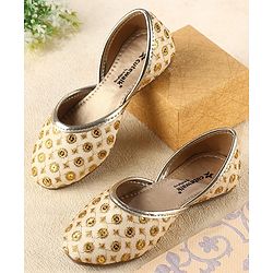Cute Walk by Babyhug Slip On Mojaris With Sequin Embroidery - Golden