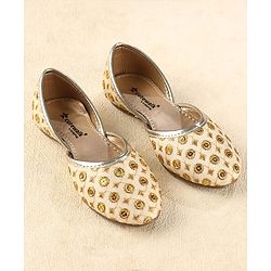 Cute Walk by Babyhug Slip On Mojaris With Sequin Embroidery - Golden