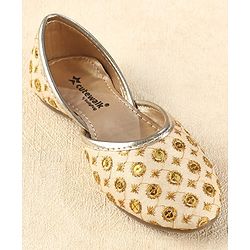 Cute Walk by Babyhug Slip On Mojaris With Sequin Embroidery - Golden