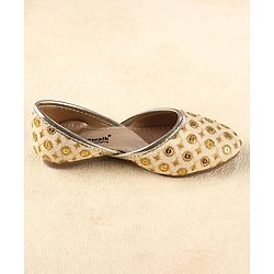 Cute Walk by Babyhug Slip On Mojaris With Sequin Embroidery - Golden