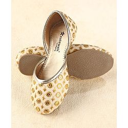 Cute Walk by Babyhug Slip On Mojaris With Sequin Embroidery - Golden