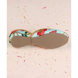 Cute Walk by Babyhug Slip On Mojaris with Floral Embroidery - Sea Green