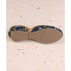 Cute Walk by Babyhug Slip On Mojaris with Floral Embroidery & Sequin Detailing - Navy Blue