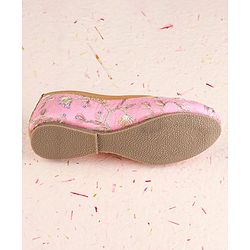 Cute Walk by Babyhug Slip On Mojaris with Floral Embroidery - Pink