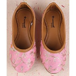 Cute Walk by Babyhug Slip On Mojaris with Floral Embroidery - Pink