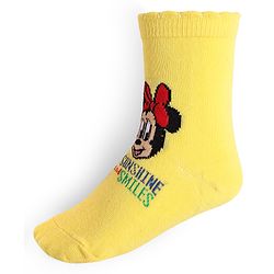 Cute Walk By Babyhug Disney Ankle Length Anti-Bacterial Socks With Minnie Mouse And Family Graphics Pack Of 3 - Pink Light Blue & Yellow