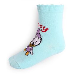 Cute Walk By Babyhug Disney Ankle Length Anti-Bacterial Socks With Minnie Mouse And Family Graphics Pack Of 3 - Pink Light Blue & Yellow