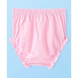 Babyhug Single Jersey Knit Singlet Sleeves Solid Color Frock & Bloomer with Frill Detailing - Baby Pink