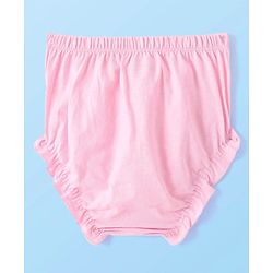 Babyhug Single Jersey Knit Singlet Sleeves Solid Color Frock & Bloomer with Frill Detailing - Baby Pink