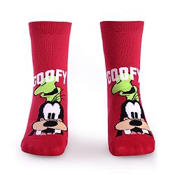 Cute Walk By Babyhug Disney Ankle Length Anti-Bacterial Socks With Mickey, Goofy And Donald Graphics Pack Of 3 - Green Red & Blue