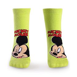 Cute Walk By Babyhug Disney Ankle Length Anti-Bacterial Socks With Mickey, Goofy And Donald Graphics Pack Of 3 - Green Red & Blue